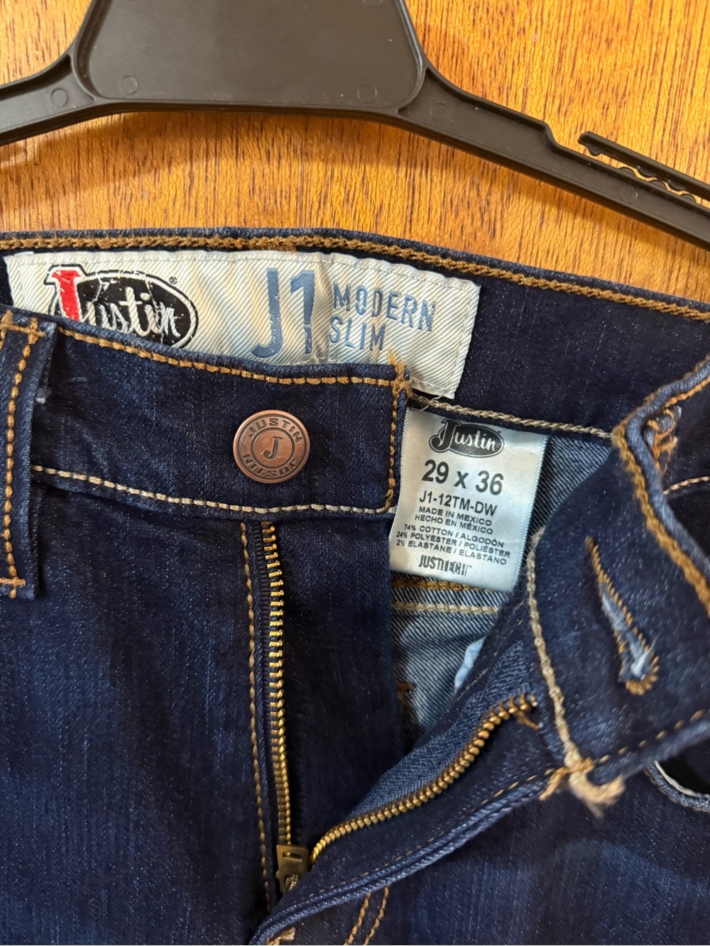 Justin Boots J1 Modern Slim Men's Dark Blue Denim Jeans
